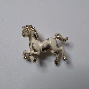 Vintage White Horse Metal Brooch